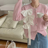 Women Knitwear Autumn and Winter Bow Sweaters Cardigan
