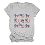 T-shirt bow star print crew neck short sleeve