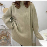 Women Knitted Pullover Turtleneck Autumn and Winter Loose Knitwear Top