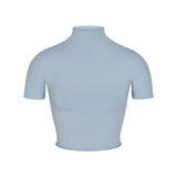 Women T-shirt Sexy Slim Fit Turtleneck T-shirt Short Top
