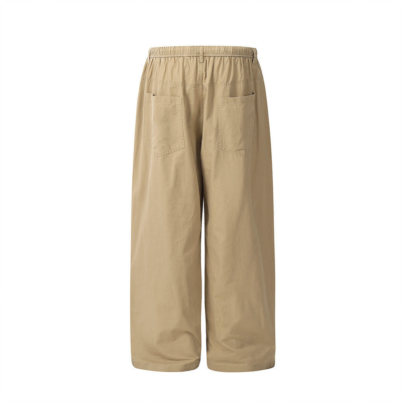 Men Sweatpants Simple Solid Color Workwear Casual Pants Loose Straight Elastic Waist Wide Leg Sports Trousers