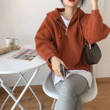 Women Knitted Cardigan Zipper Hooded Sweatshirt Casual Sweater Women's Loose Sweater Coat