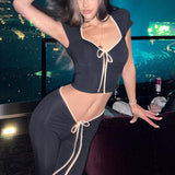 Women Co-Ord Set Summer Navel T-shirt Top Sexy Two-Piece Suit