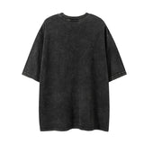 Men T Shirt Washed and Worn Retro Crew Neck Half Sleeve Tee