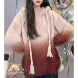 Women Knitwear Fall Winter Hooded Knitwear Loose Sweater