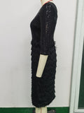 Women Evening Gown Sexy Retro Tassel Stitching Sequins Dress