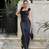 Women Dresses Summer Slim Shoulder Strap Backless Dress