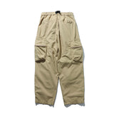 Men Sweatpants with Belt Multi-Pocket Cargo Pants Pleated Casual Wide-Leg Trousers