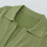Women Sweater Knitwear Summer Polo Collar Knitted Top