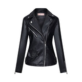 Red Leather Jacket Fall Winter Coat Women Pu Lapel Short Slim Jacket Women