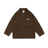 Unisex Jacket Fall Retro Workwear Washed Jacket