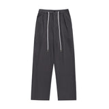 Men Sweatpants Solid Color Suit Pants Men's Summer Simplicity Loose Pleated Drawstring Straight Casual Trousers