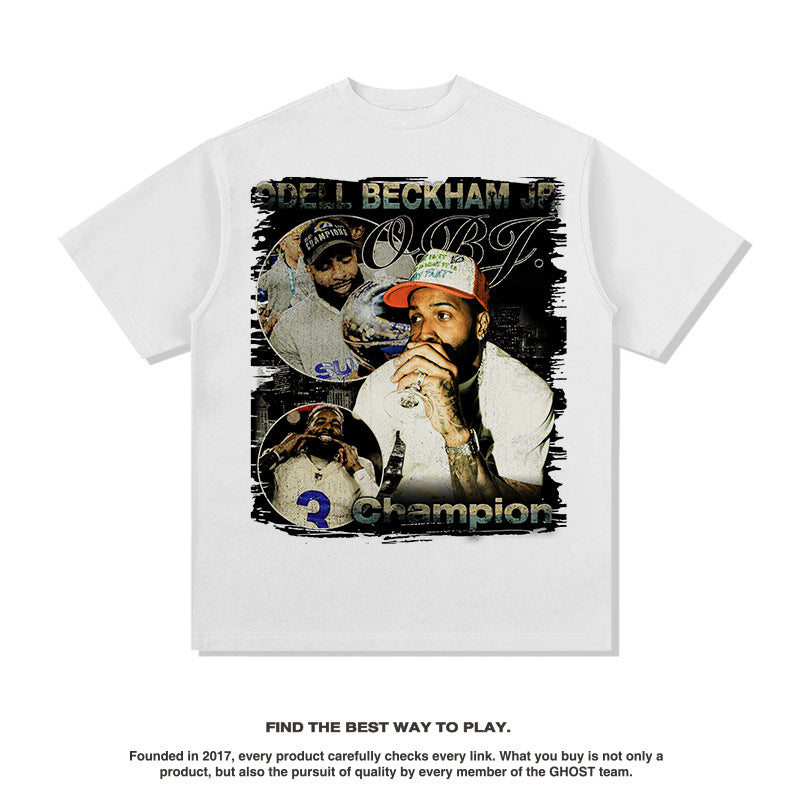 Mens Vintage baseball T-Shirt printed t-shirt vintage short sleeve loose do old crew neck