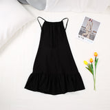 Corset Dress Slip Dress round Neck Sexy Backless Loose Satin Wrinkle Dress