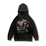 Men Hoodie Butterfly Print Washed Hooded Sweater