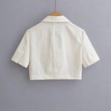 Women Suits Summer One Button Short Linen Small Suit High Waist Short Coat