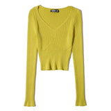 Women Sweater Knitwear Autumn Leisure V-neck Slim Fit Sweater Sweater
