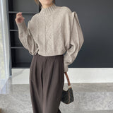 Women Winter Knitted Sweater Autumn and Winter Knitting Top Loose Casual Sweater Coat 8t8265