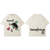 Men T Shirt Vintage Printed round Neck Short Sleeve T-shirt