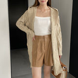Women Cardigan Sweater Autumn Sweater Coat Hooded Long Sleeve Loose Button Sweater W2368