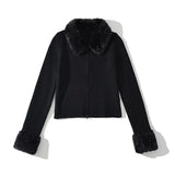 Women Sweater Knitwear Fall and Winter Lapels Slim-Fit Zipper BF Coat Leopard Print Knitted Cardigan