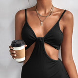 Women Dress Spring and Summer Sleeveless Backless Dress Sexy Cutout Suspender Hip Skirt