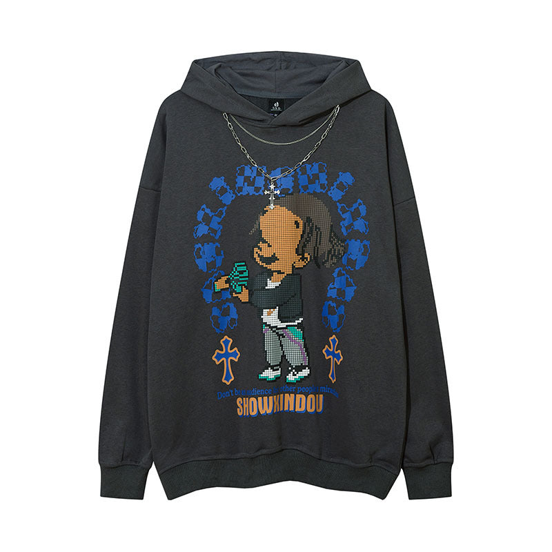 Men Hoodie Cartoon Printed Hoodie Men and Women