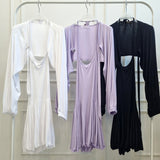 Women Dresses Lantern Sleeve Long Sleeve Shawl Sleeveless Dress