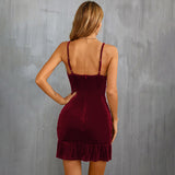 Women Dress Spring/Summer Party Dress Velvet Spaghetti Straps Dress