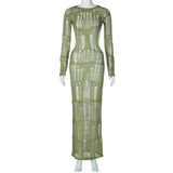 Women Dresses Spring Sexy Backless Hollow out Long Sleeve Dress