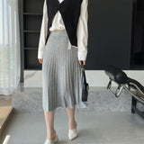 Women Knitted Skirt Autumn and Winter Knitting Skirt Pleated Skirt Loose