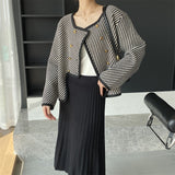 Women Cardigan Sweater Zebra Striped Coat Autumn Square Collar Top 2t375