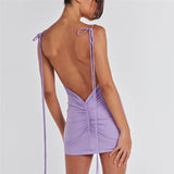 Women Dresses Summer Sexy Backless Sheath Dress (Bla0420)