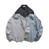 Unisex Shirts Autumn Vertical Striped Pocket Shirt