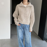Women Cardigan Sweater Autumn Turtleneck Lapel Sweater Cardigan Loose Button 3ty942