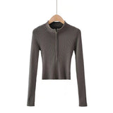 Women Sweater Knitwear Autumn and Winter Zipper Stand Collar Sweater