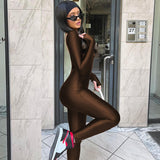Women Jumpsuit Winter U-Collar Backless Long Sleeves Jumpsuit