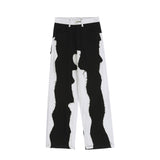 Men Sweatpants Casual Pants Loose Straight Contrast Color Trousers