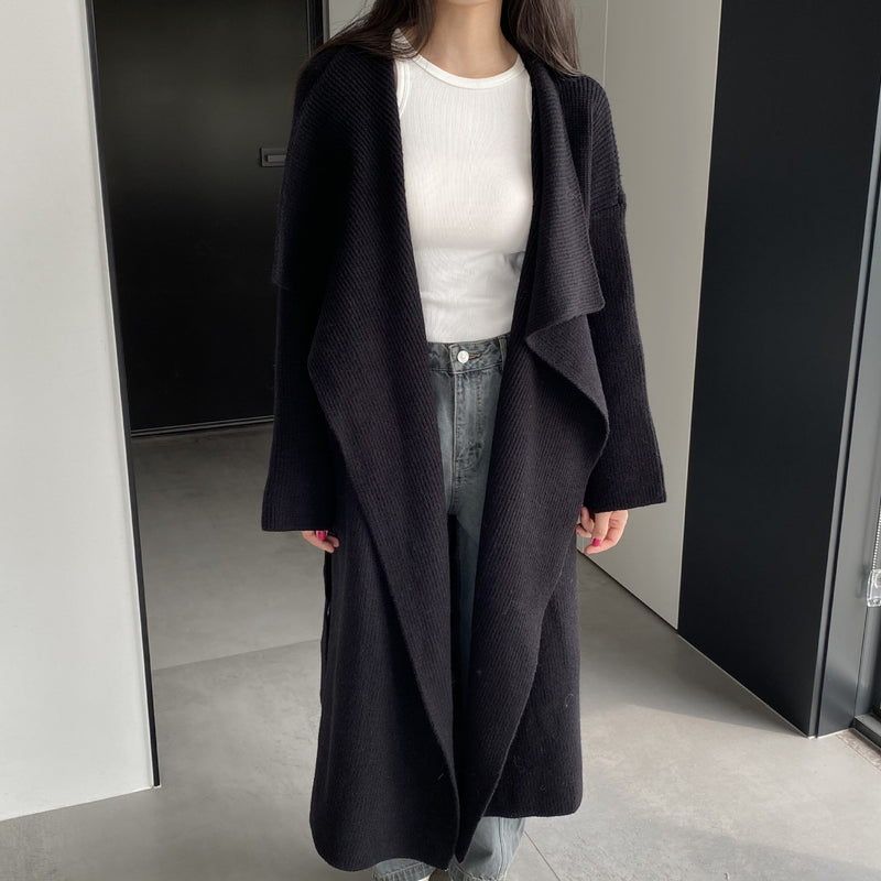 Women Cardigan Sweater Crew Neck Thick Sweater Fall and Winter Lapels Loose-Fitting Long Sleeve Sweater A3386