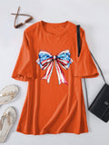 Summer Crew Neck Loose T-Shirt Bow Printing Loose