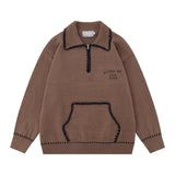 Unisex Sweater Autumn Polo Collar Embroidered Sweater