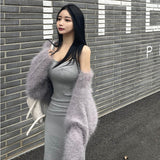 Women Dresses U-Neck Vest Camisole Dress Sleeveless Dress Hip Skirt