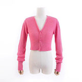Women Sweater Knitwear Mohair Micro-Transparent Knitted Cardigan Spring Sexy V-neck Short Single-Breasted Top