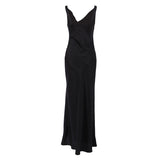 Women Dress Spring Black Sheath Dress Long Skirt
