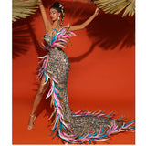 Women Dresses Dress Skirt Sequined Feather Dress (Otn202404)