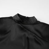 Women Dress Sexy Backless Flared Sleeve Stand Collar Dress Hip Skirt