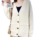 Women Knitwear Autumn and Winter V-neck Sweater Loose Knitted Cardigan