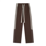 Men Sweatpants Casual Straight-Leg Sweatpants Men's Sports Trousers with an Elasticated Waist Striped Loose-Fitting Wide-Leg Trousers