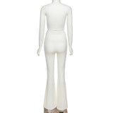 Women T-shirt Fall/Winter Sexy Slim Hip Wide Leg Pants Casual Suit