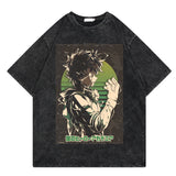 Washed retro T-shirt graphic casual cotton short sleeves